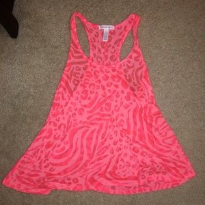 Neon orange cheetah print tank top